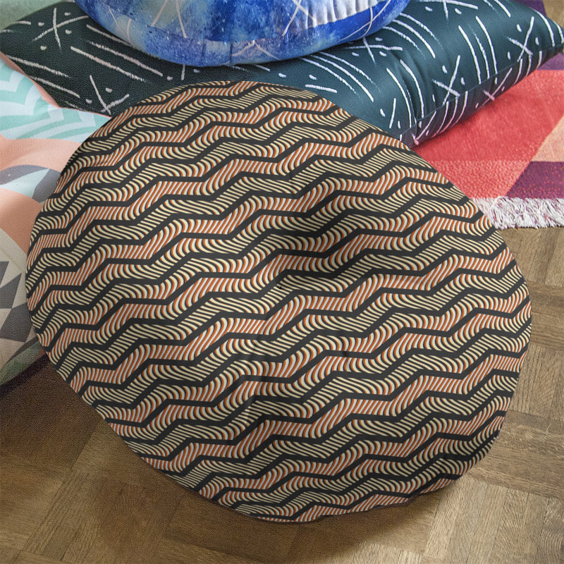 Coussin Rhonda, 30 x 30, Noir et orange