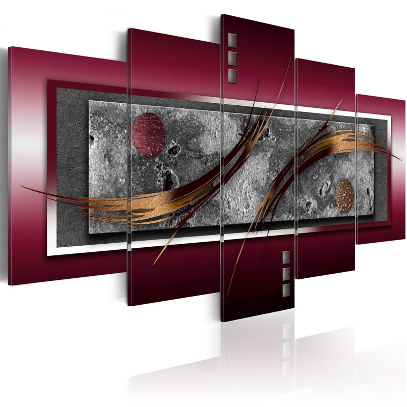 " Burgundy Elegance " 5 - Pieces, 20" H x 40" W x 0.7" D