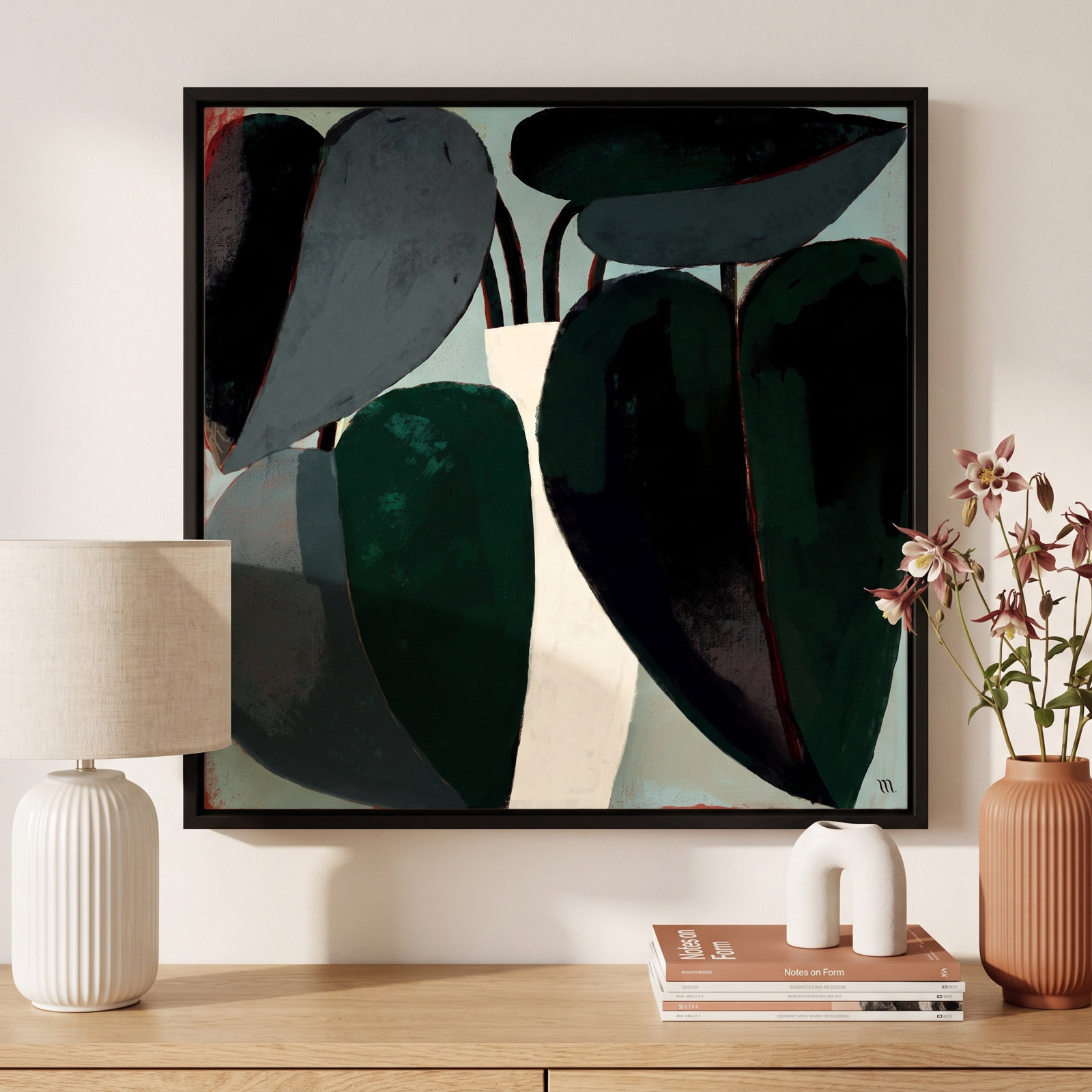 Fall Plant by StudioM, Black, 24" H x 24" W x 1.25" D