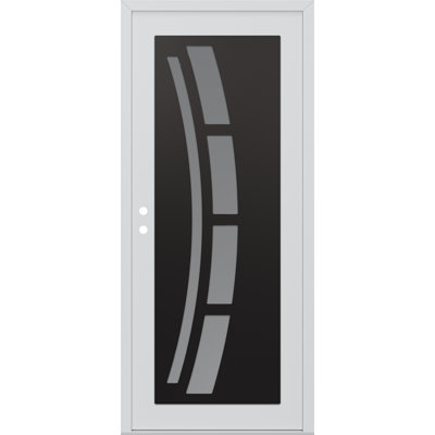 C12 à gauche 36 po X 80 po Porte d'entrée avant à panneau pré-montée en verre givré blanc et blanc