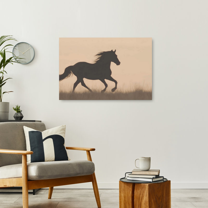 Cheval noir abstrait, reproduction d'art mural contemporain, 24" H x 36" W