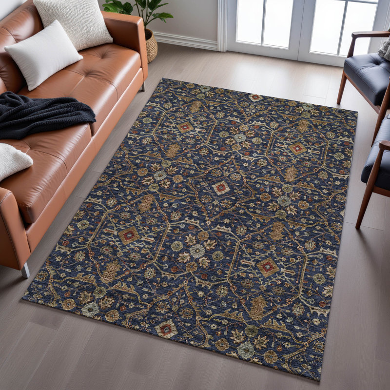 Premium Machine Washable Ducote AMF1130 Global Rug, Rectangle 2 pi 6 po x 3 pi 10 po