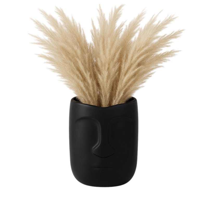 Vase de table en céramique Amyanne, H 8 po x l 6 po x P 6 po, Noir