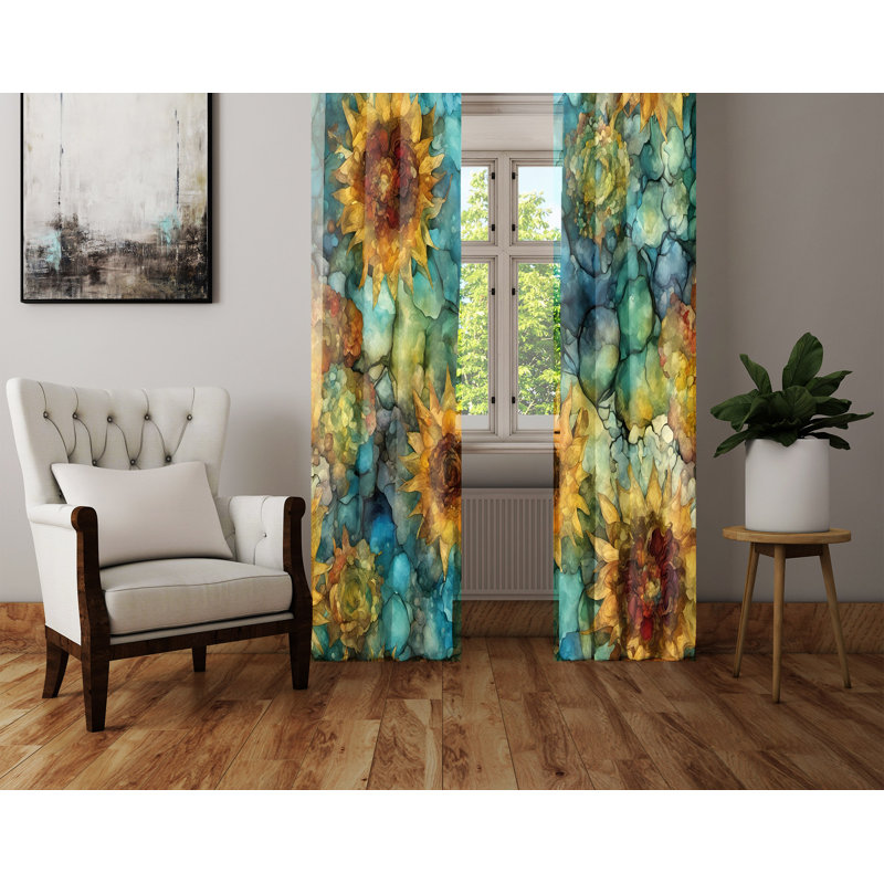 Paire de rideaux semi-transparents en polyester Chanler, L 40 po x L 61 po