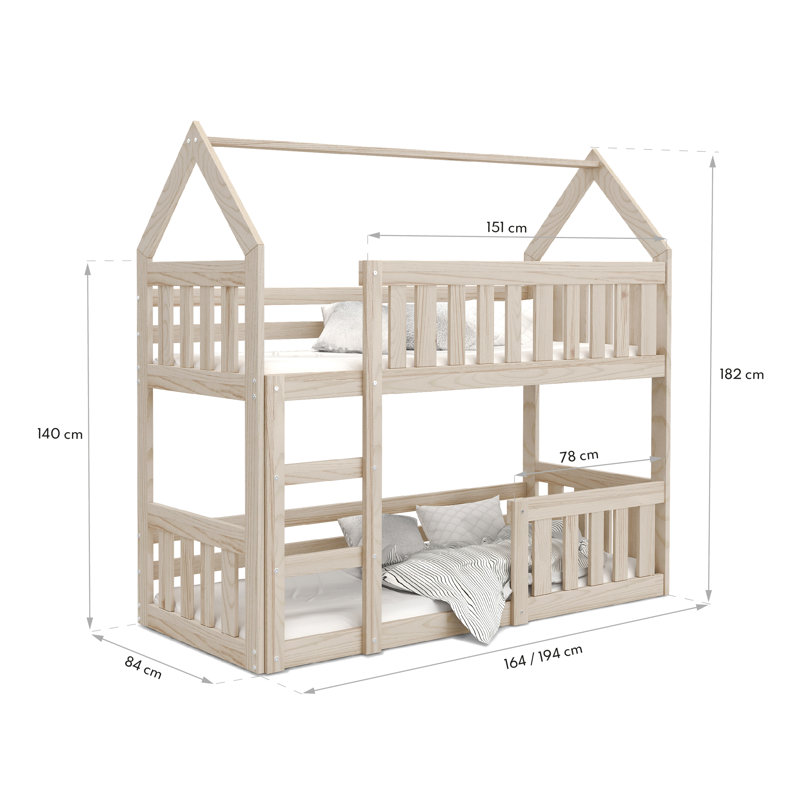 Clough 80 x 190cm Standard Bunk Bed, Pine
