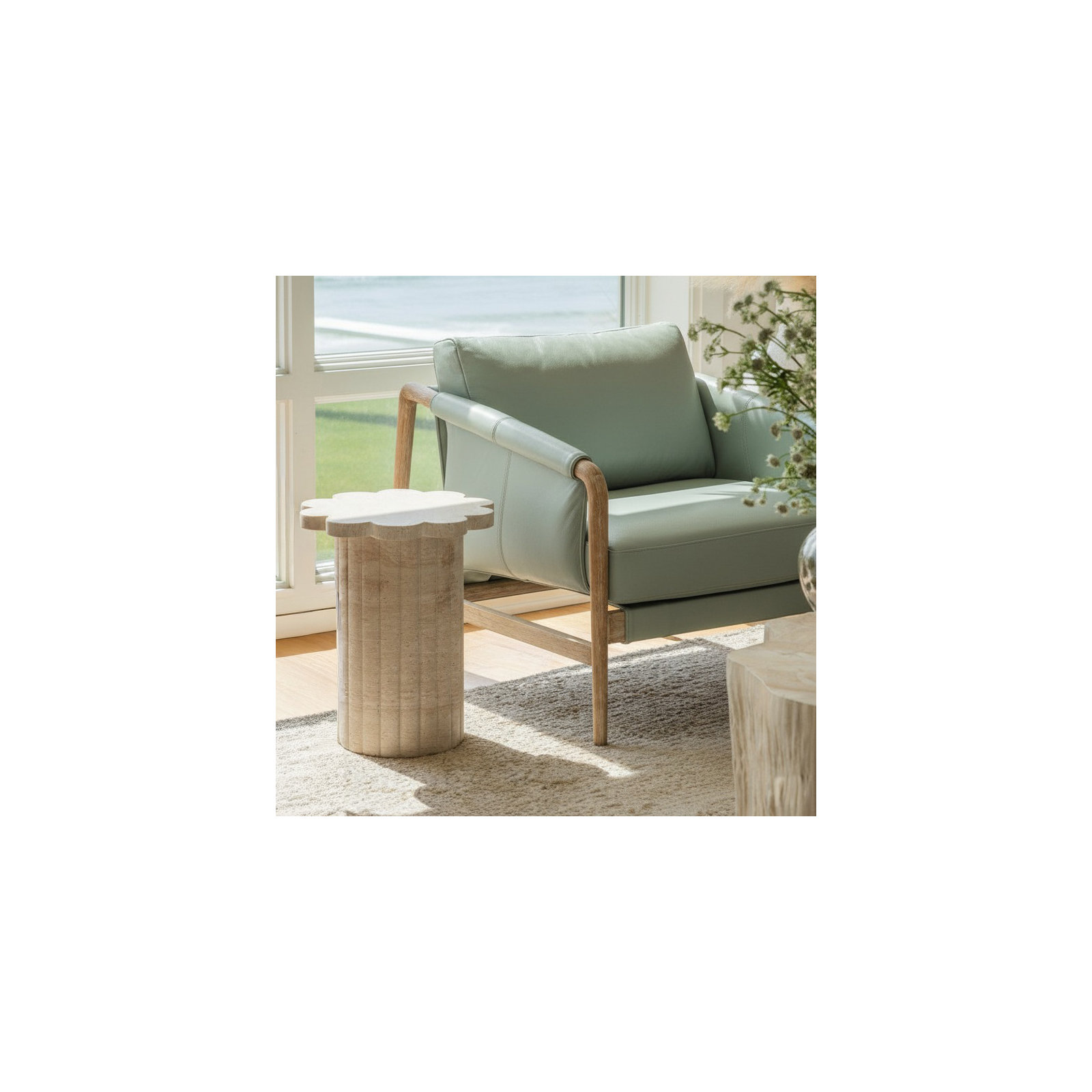 Genuine Leather Armchair, Blue