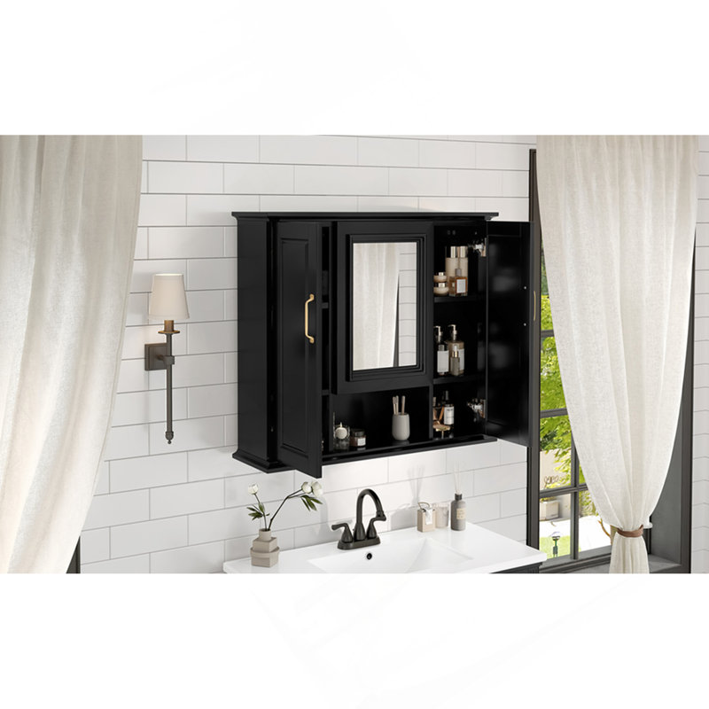 Armoire à pharmacie 36 po, armoire de rangement murale pour salle de bain, armoire murale moderne avec miroir, armoire à miroir avec 3 portes (meuble-lavabo non inclus)