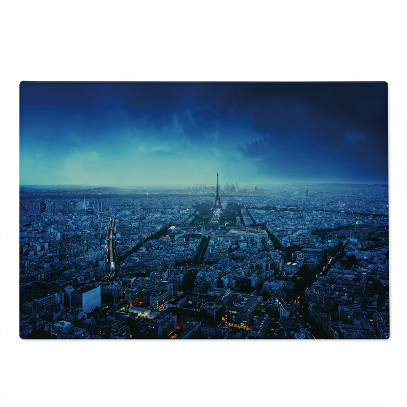 Ambesonne Paris Cutting Board Large Size Eiffel Tower Cityscape Navy Blue