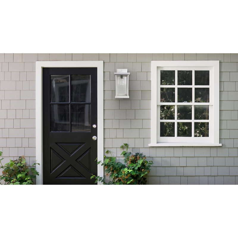 Artisan Square Outdoor Wall Lantern with Clear Acrylic Lens, White, 14.4" H x 6.4" W x 8.5" D