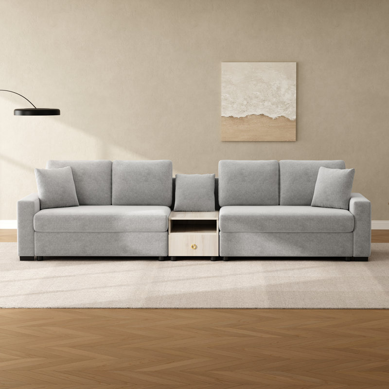 Canapé rembourré Calvera, Gris, L 127,9 po x P 31,1 po x H 32,3 po