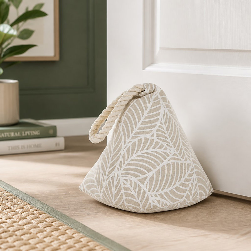 Jungle Print Cotton Weighted Floor Stop, Natural/White