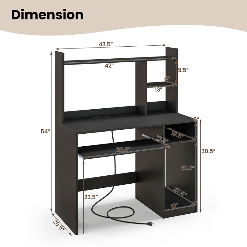 Daian Computer Desk with Power Outlet