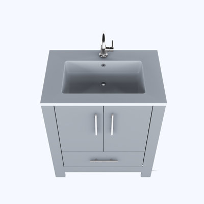 Boston 30'' Single Bathroom Vanity with Resin Top