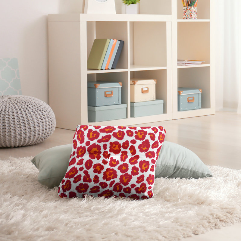 Housse et insert de coussin carré touffeté Throwback, H 26 po x l 26 po x P 3 po, Blanc / rouge / orange