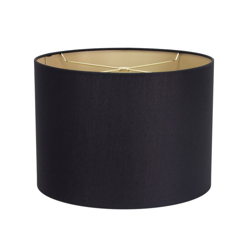 Drum Lamp Shade, Black/Gold, 10" H x 14" W x 14" D