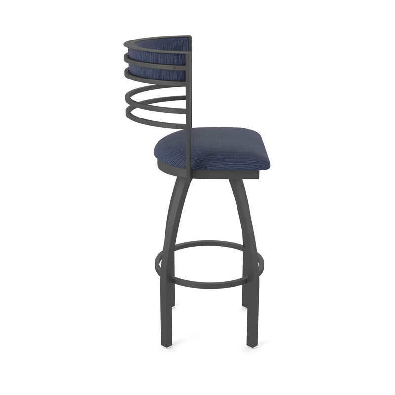 Hunter Swivel Stool, Tabouret de bar (siège d'une hauteur de 30 po), Étain, Tissu-graphique ancre