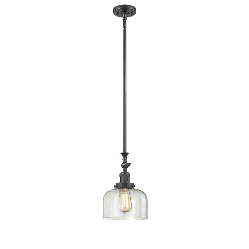 Luminaire suspendu en forme de dôme à 1 lumière Roeper, Transparent / clair, Bronze frotté à l'huile, 100