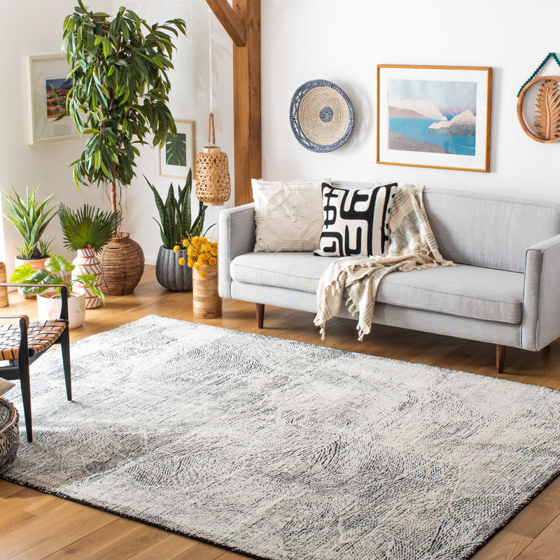 Tapis en laine et coton touffeté à la main Goines, Rectangle 5 pi x 8 pi