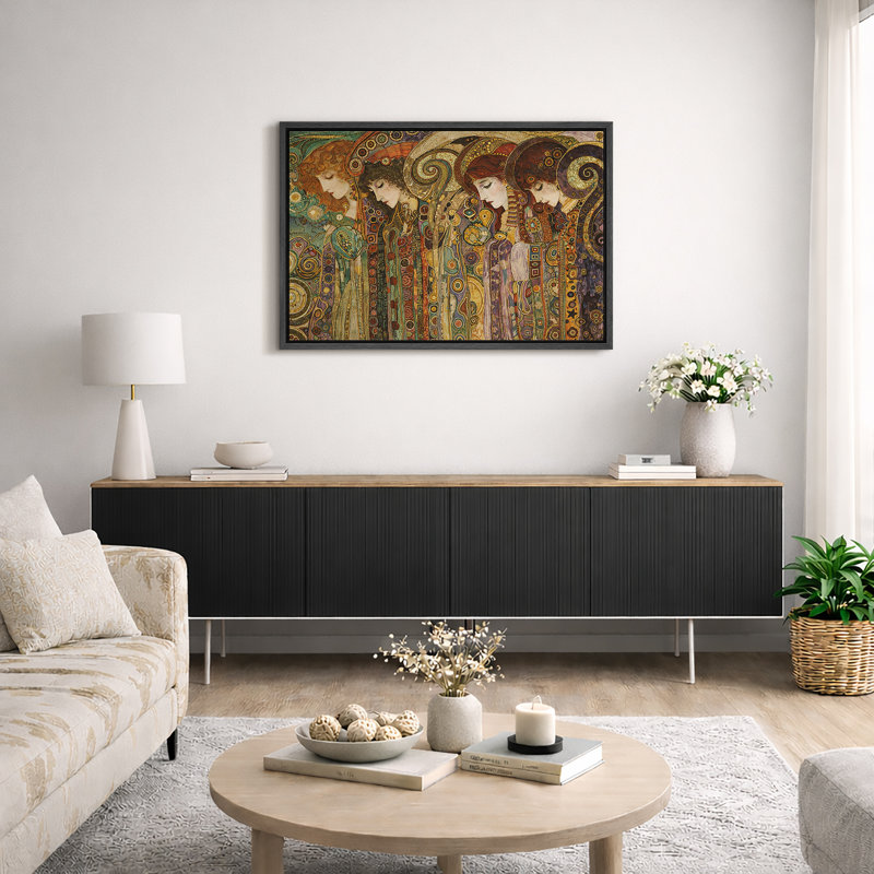 Art nouveau, art de portrait de femme, chambre à coucher, impression sur toile encadrée, H 16 po x l 24 po x P 1,5 po