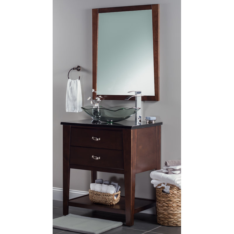 Novatto 15'' Glass Rectangular Bathroom Sink, Clear
