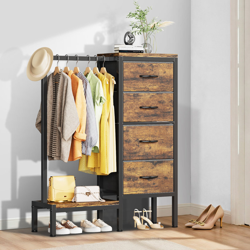 76.2cm W Metal Storage Rack, 119m H x 76.2cm W x 30cm D, Brown