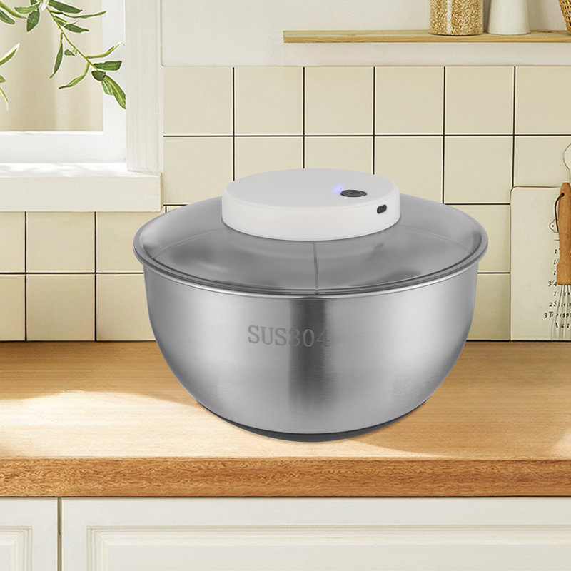JOYDING Stainless Steel Salad Spinner Electric Fruit Vegetable Washer Dryer