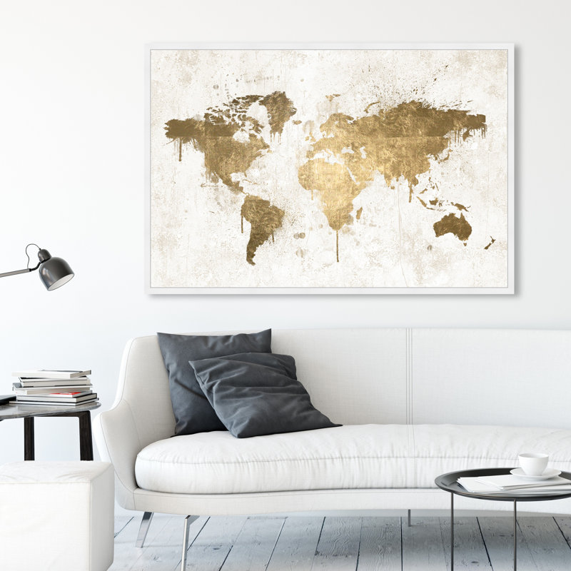 Or blanc - impression d'art graphique, 24 po x 36 po, Cadre noir, White