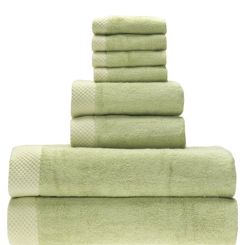 Ensemble de serviettes BedVoyage 8 pièces - Viscose de bambou + coton - 600 g / m² - absorbant et résistant aux odeurs, Sauge