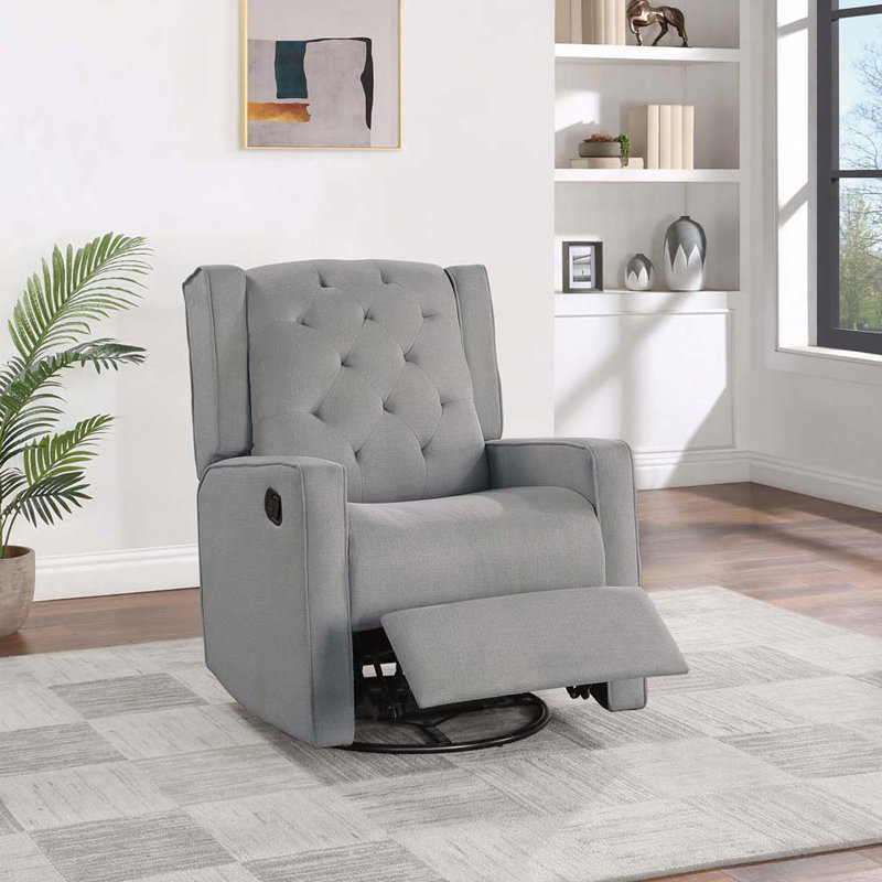 Swivel Glider Recliner Chair, Dark Gray