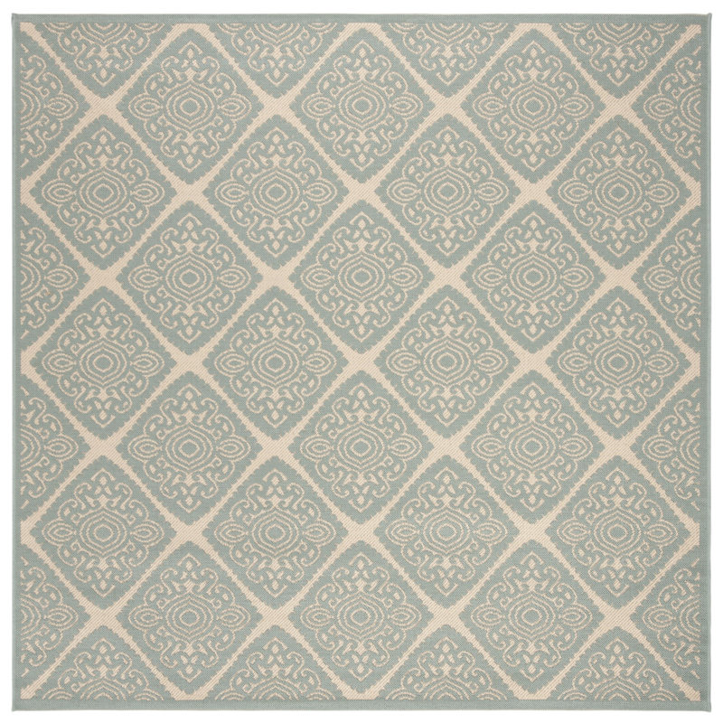 Burnell Performance Damask Indoor/Outdoor Area Rug, Square 6'7"