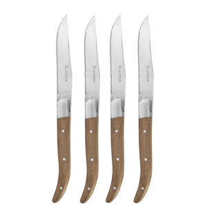 Au Nain Laguiole Steak Knives with Ash Wood Handles, 4-Piece Set  (Set of 4)