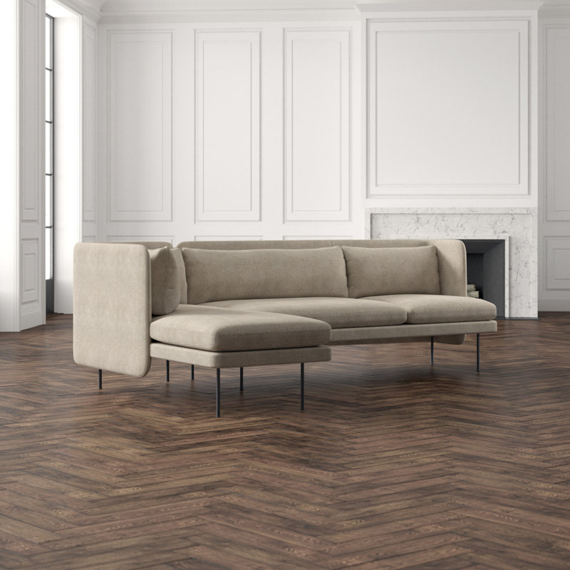 Bloke Chaise Sectional, Tait Stone Textured Basketweave, Left Hand Facing