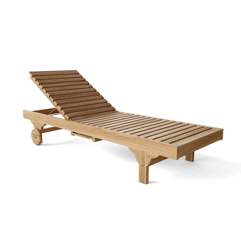 Capri Outdoor Teak Adjustable Chaise Lounge with Side Tray