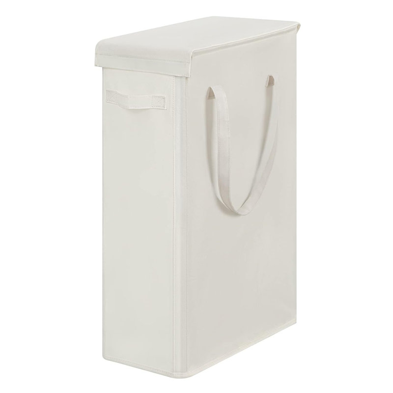 Laundry Hamper with Lid Narrow Laundry Basket Foldable Dirty Clothes Hamper Organizer, Beige