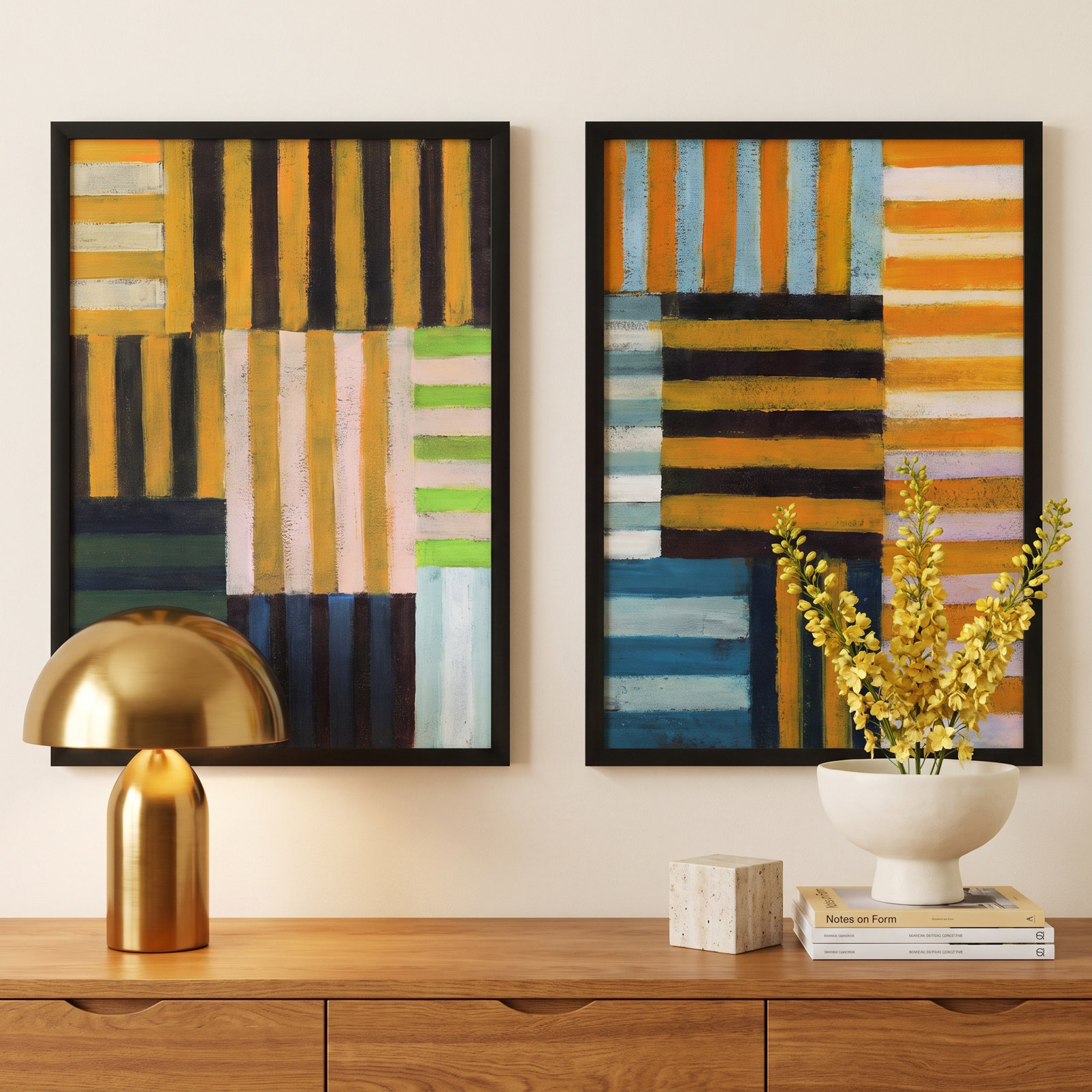 Give-and-Take 2-Piece Print Set, 20" H x 16" W, Framed Print Paper without Mat, Black