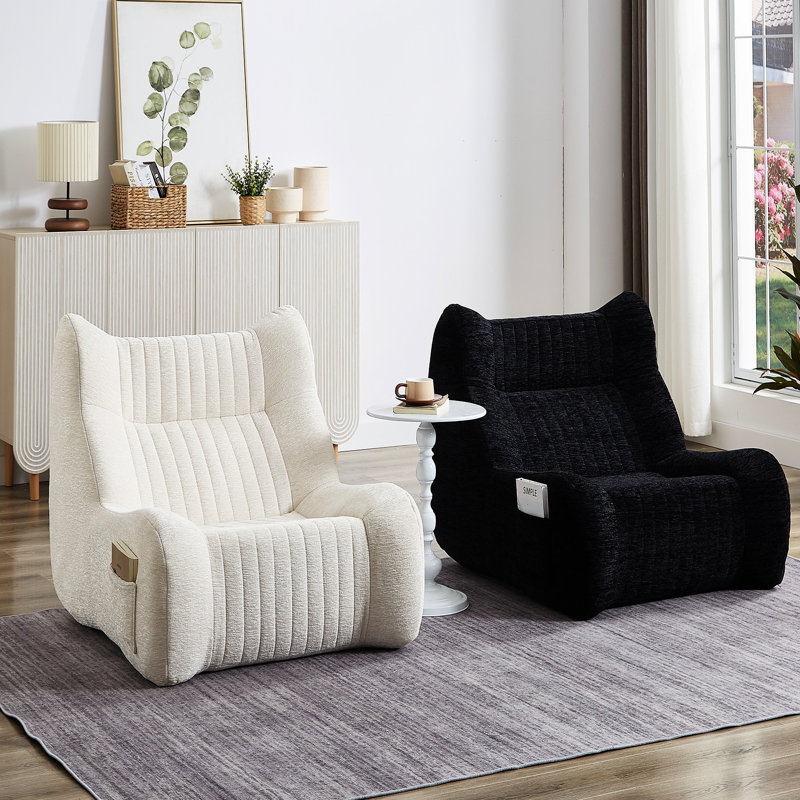 Fauteuil à billes en chenille haute résilience pour adultes avec plancher paresseux noir, idéal pour lire dans la chambre à coucher