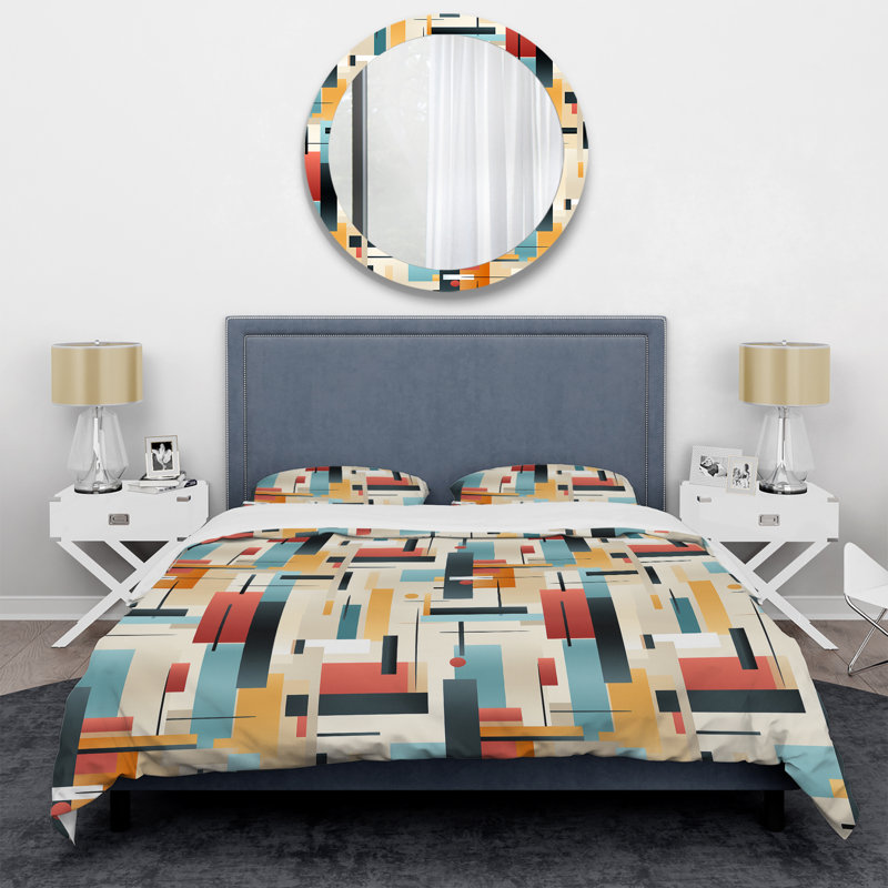 Ensemble de housse de couette géométrique Urban Simplicity II - microfibre de polyester