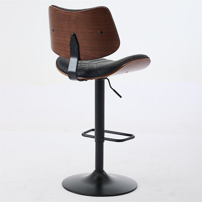 Walnut Bentwood Bar Stools Mid Century Modern Adjustable Counter Height Leather Upholstered 360Â°Swivel Bar Chairs For Kitchen Island/Dining Room/Cafe -  George Oliver, FC4094218BF74D5499CE457FEF885E57