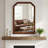 Black Walnut Color Solid Wood Frame Rounded Corner Decorative Mirror