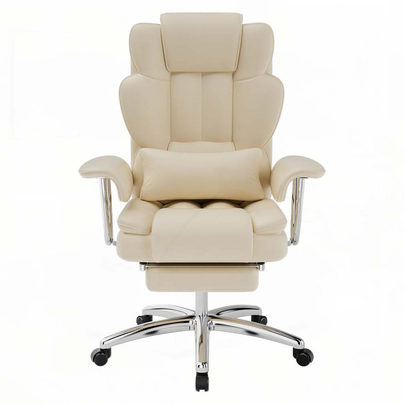 Fauteuil de direction avec repose-pieds, Beige