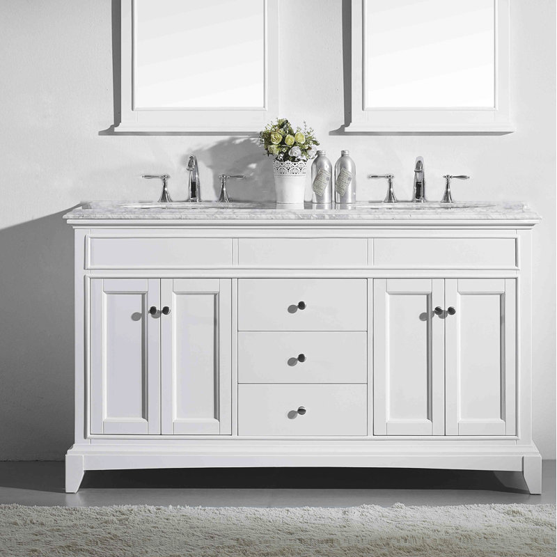 Elite Stamford 72" Double Bathroom Vanity Set, White