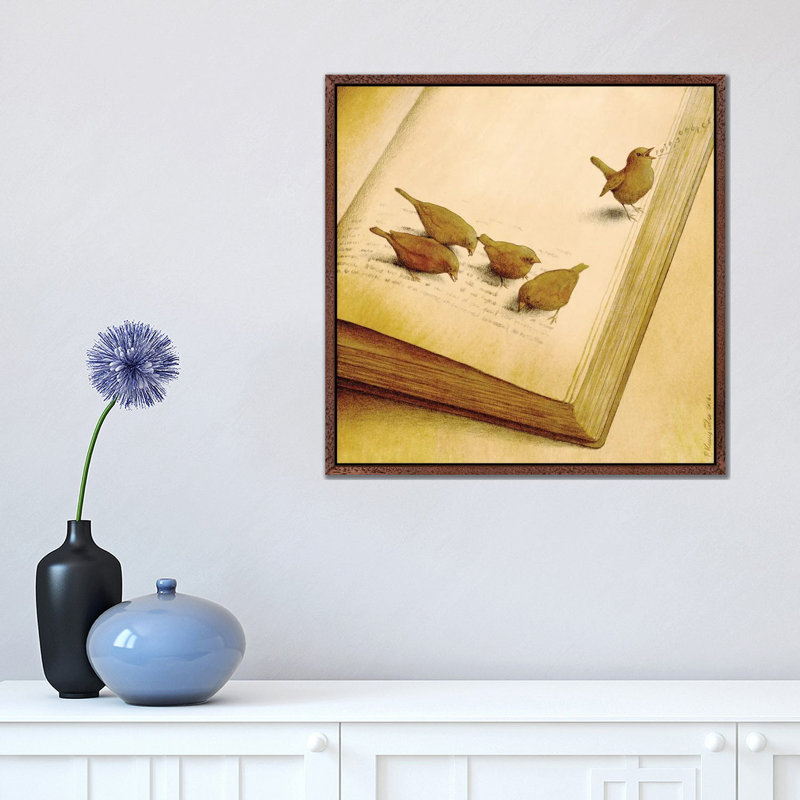 Audiobook by Pawel Kuczynski - Painting on Canvas, Classic Brown Wood Framed, 45.72 cm H x 45.72 cm W
