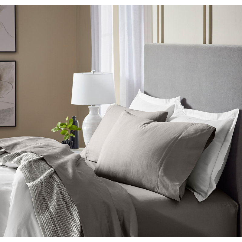 Signature Hemmed Sheet Set, Stone, King Sheet Set with 2 Pillowcases