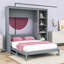 Lit escamotable avec bureau intégré et tablettes de rangement, tête de lit-302136137-302136142