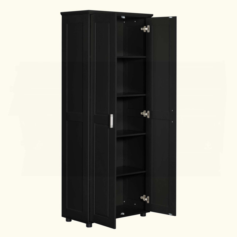 MDF Storage Cabinet with Two Doors & Adjustable Shelves, Multi-Functional Cabinet for Bathroom & Office