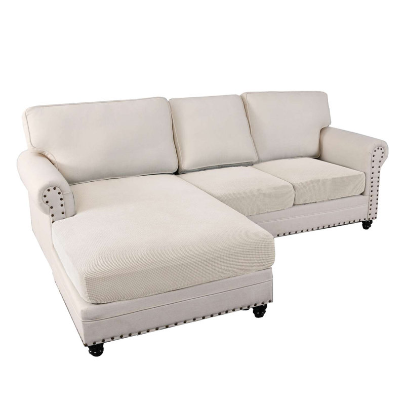 Box Cushion Sectional Slipcover, Ivory
