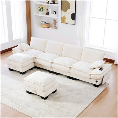 Sectional Cloud Modular Sofa, Deep Seat Sofa, Corduroy Sofa, Comfy Upholstered Furniture for Living Room, Apartment, Studio, Office, Multiple Combinations