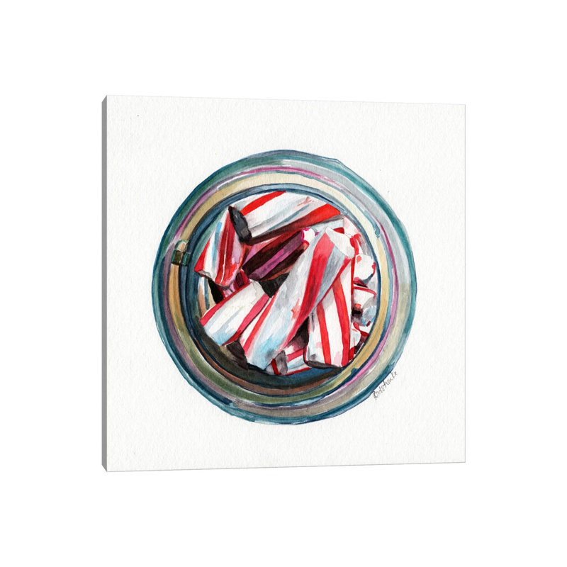 Ball Jar Candy Cane Sticks by Jennifer Redstreake - Wrapped Canvas Print, 93.98 cm H x 93.98 cm W