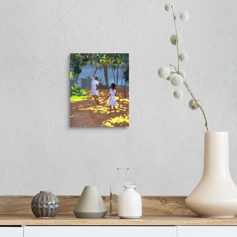 Reproduction d'art, "Reaching For Oranges Bentota" par Anmoore, H 48 po x l 38 po x P 1,5 po, Toile