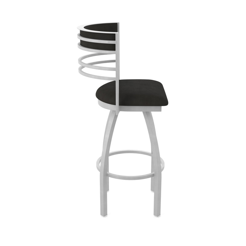 Hunter Swivel Stool, Nickel anodisé, Tabouret de comptoir (siège d'une hauteur de 25 p, Vinyle - Espresso Canter